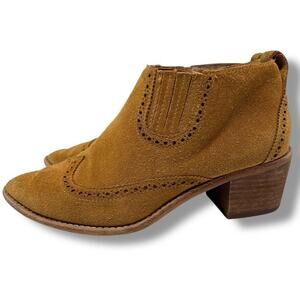 Madewell The Grayson Brogue Chelsea Bootie Western Cut Suede Ankle Boots 7.5